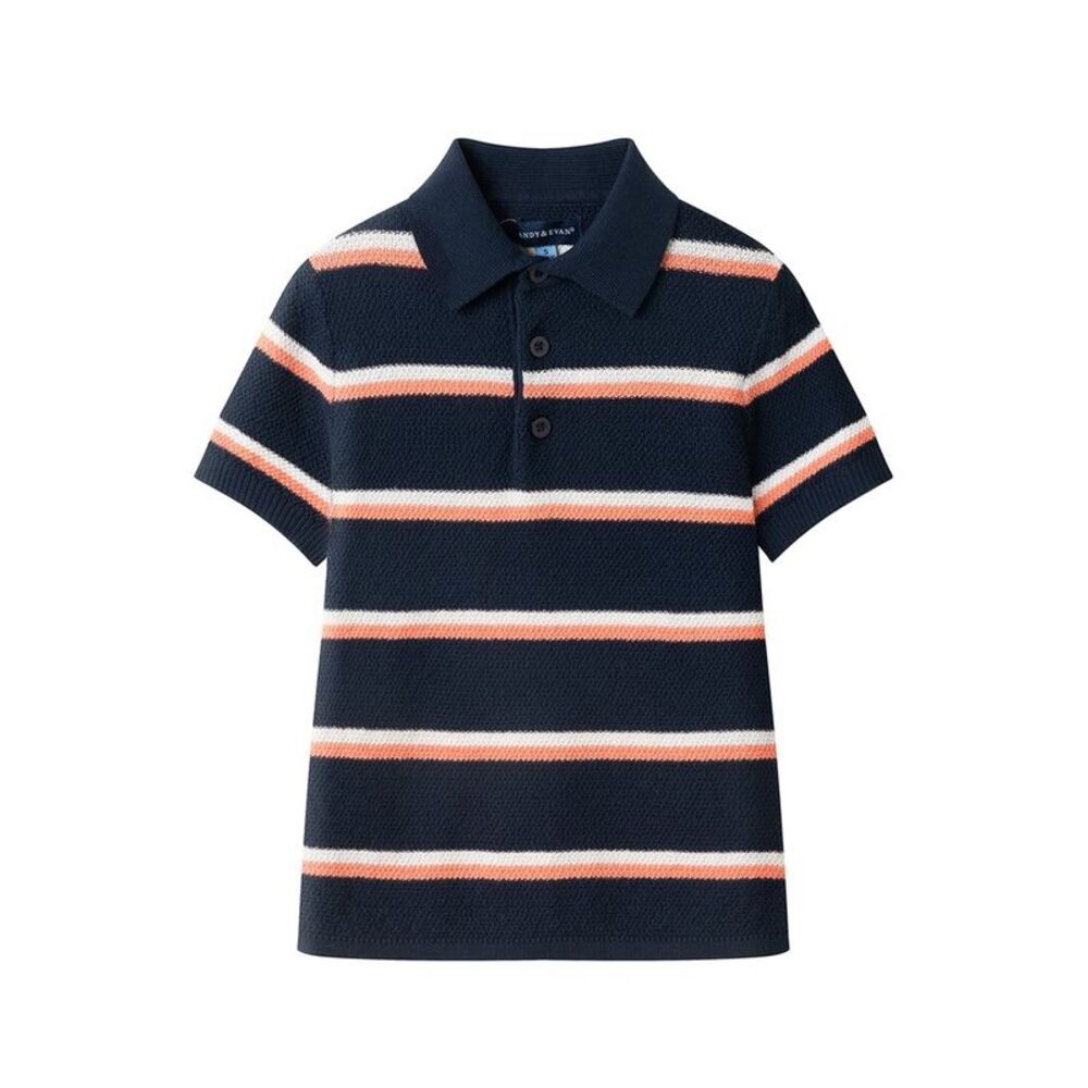 Andy & Evan Boys  Stripe Polo Sweater, Blue